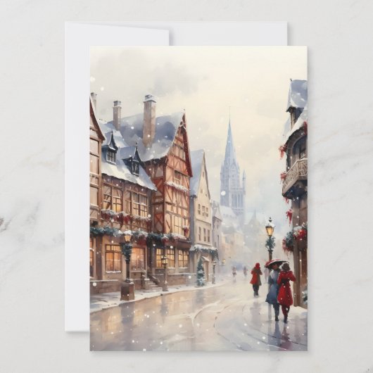 ヴィンテージクリスマスビレッジストリートホリデー シーズンカード (正面)