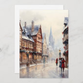 ヴィンテージクリスマスビレッジストリートホリデー シーズンカード (正面/裏面)