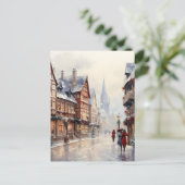 ヴィンテージクリスマスビレッジストリートホリデー シーズンポストカード (スタンド正面)