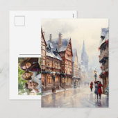 ヴィンテージクリスマスビレッジストリートホリデー シーズンポストカード (正面/裏面)