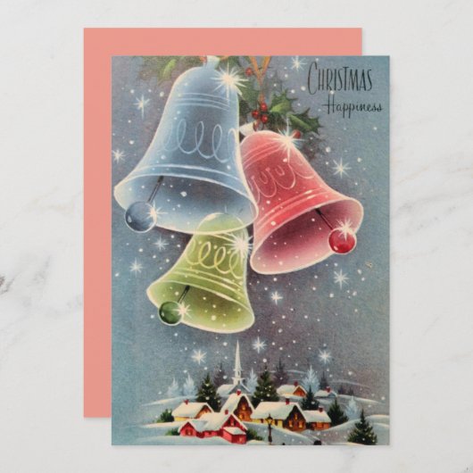 ヴィンテージクリスマスビレッジベルズスノーフレーク シーズンカード (正面/裏面)