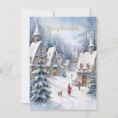 ヴィンテージクリスマスビレッジホリデーグリーティングカード シーズンカード (正面)