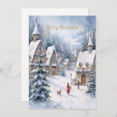 ヴィンテージクリスマスビレッジホリデーグリーティングカード シーズンカード (正面/裏面)