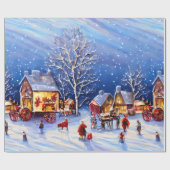 ヴィンテージクリスマスビレッジラッピング紙 ラッピングペーパー (フラット)