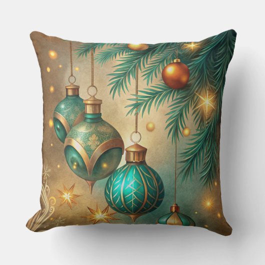 ヴィンテージクリスマスピロー – レトロホリデーデザイン クッション (正面)