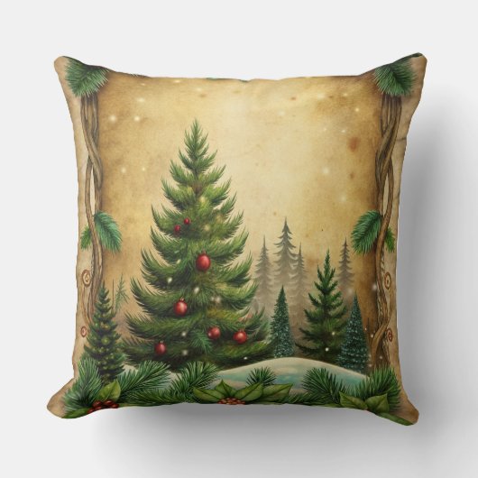 ヴィンテージクリスマスピロー – レトロホリデーデザイン クッション (正面)