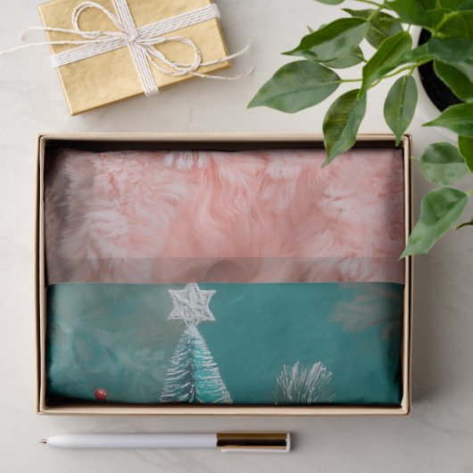 ヴィンテージクリスマスピンクプードルポートレートデコページ 薄葉紙 (ギフト)