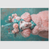 ヴィンテージクリスマスピンクプードルポートレートデコページ 薄葉紙 (正面)