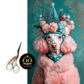 ヴィンテージクリスマスピンクプードルポートレートデコページ 薄葉紙