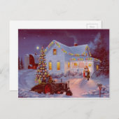 ヴィンテージクリスマスファミリーシーン シーズンポストカード (正面/裏面)