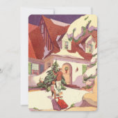 ヴィンテージクリスマスファミリーハウスインスノー招待状 招待状 (正面)