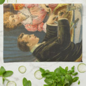 ヴィンテージクリスマスファミリービクトリアンディナー キッチンタオル (折り畳み)