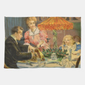 ヴィンテージクリスマスファミリービクトリアンディナー キッチンタオル (横)