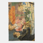 ヴィンテージクリスマスファミリービクトリアンディナー キッチンタオル (縦)