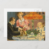 ヴィンテージクリスマスファミリービクトリアンディナー シーズンポストカード (正面/裏面)