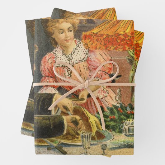 ヴィンテージクリスマスファミリービクトリアンディナー ラッピングペーパーシート (インサイチュ)