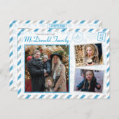 ヴィンテージクリスマスファミリーフォトグリッター航空便 ポストカード (正面/裏面)