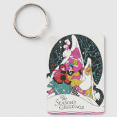 ヴィンテージクリスマスファンシー、ビクトリアンタウンピープル キーホルダー (正面)