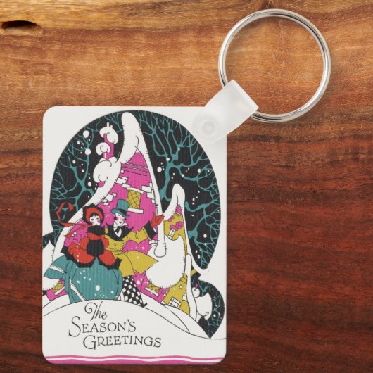 ヴィンテージクリスマスファンシー、ビクトリアンタウンピープル キーホルダー (裏面)