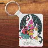 ヴィンテージクリスマスファンシー、ビクトリアンタウンピープル キーホルダー (正面)
