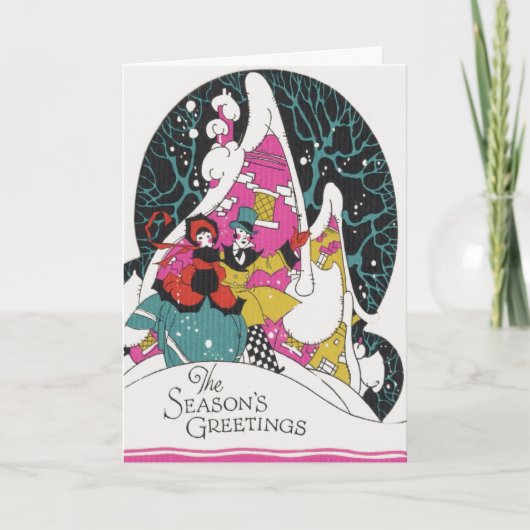 ヴィンテージクリスマスファンシー、ビクトリアンタウンピープル シーズンカード (正面)