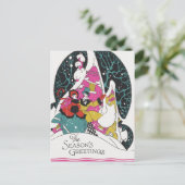 ヴィンテージクリスマスファンシー、ビクトリアンタウンピープル シーズンポストカード (スタンド正面)