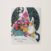 ヴィンテージクリスマスファンシー、ビクトリアンタウンピープル ジグソーパズル (縦)