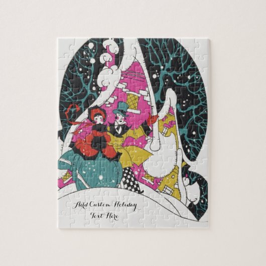 ヴィンテージクリスマスファンシー、ビクトリアンタウンピープル ジグソーパズル (縦)