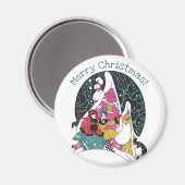 ヴィンテージクリスマスファンシー、ビクトリアンタウンピープル マグネット (正面/裏面)