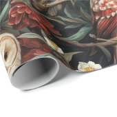 ヴィンテージクリスマスファンタジーフローラフクロウパターン ラッピングペーパー (ロールコーナー)