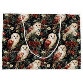 ヴィンテージクリスマスファンタジーフローラフクロウパターン ラージペーパーバッグ (裏面)