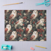 ヴィンテージクリスマスファンタジーフローラフクロウパターン 薄葉紙 (クラフト)