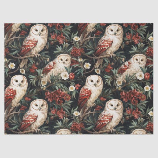 ヴィンテージクリスマスファンタジーフローラフクロウパターン 薄葉紙 (正面)