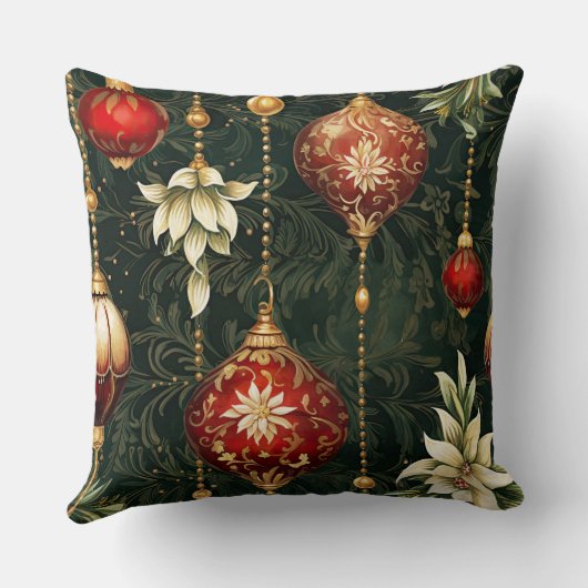 ヴィンテージクリスマスファンタジーフローラルパターン クッション (裏面)