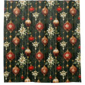 ヴィンテージクリスマスファンタジーフローラルパターン シャワーカーテン (正面)
