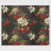 ヴィンテージクリスマスファンタジーフローラルパターン ラッピングペーパー (フラット)