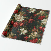ヴィンテージクリスマスファンタジーフローラルパターン ラッピングペーパー (アンロールド)
