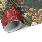 ヴィンテージクリスマスファンタジーフローラルパターン ラッピングペーパー (ロールコーナー)