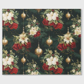 ヴィンテージクリスマスファンタジーフローラルパターン ラッピングペーパー (フラット)