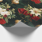ヴィンテージクリスマスファンタジーフローラルパターン ラッピングペーパー (角)