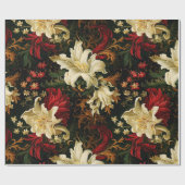 ヴィンテージクリスマスファンタジーフローラルパターン ラッピングペーパー (フラット)