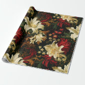 ヴィンテージクリスマスファンタジーフローラルパターン ラッピングペーパー (アンロールド)