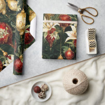 ヴィンテージクリスマスファンタジーフローラルパターン