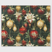 ヴィンテージクリスマスファンタジーフローラルパターン ラッピングペーパー (フラット)