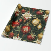 ヴィンテージクリスマスファンタジーフローラルパターン ラッピングペーパー (アンロールド)