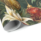 ヴィンテージクリスマスファンタジーフローラルパターン ラッピングペーパー (ロールコーナー)