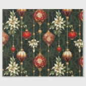 ヴィンテージクリスマスファンタジーフローラルパターン ラッピングペーパー (フラット)