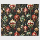 ヴィンテージクリスマスファンタジーフローラルパターン ラッピングペーパー (フラット)