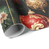 ヴィンテージクリスマスファンタジーフローラルパターン ラッピングペーパー (ロールコーナー)
