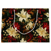 ヴィンテージクリスマスファンタジーフローラルパターン ラージペーパーバッグ (正面)